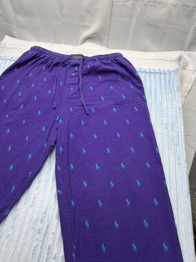 Ralph Lauren Purple Lounge Pants with Light Blue Polo Embroidery
